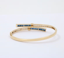 Load image into Gallery viewer, Vintage Sapphires Diamonds 18K Yellow Gold Bangle Bracelet
