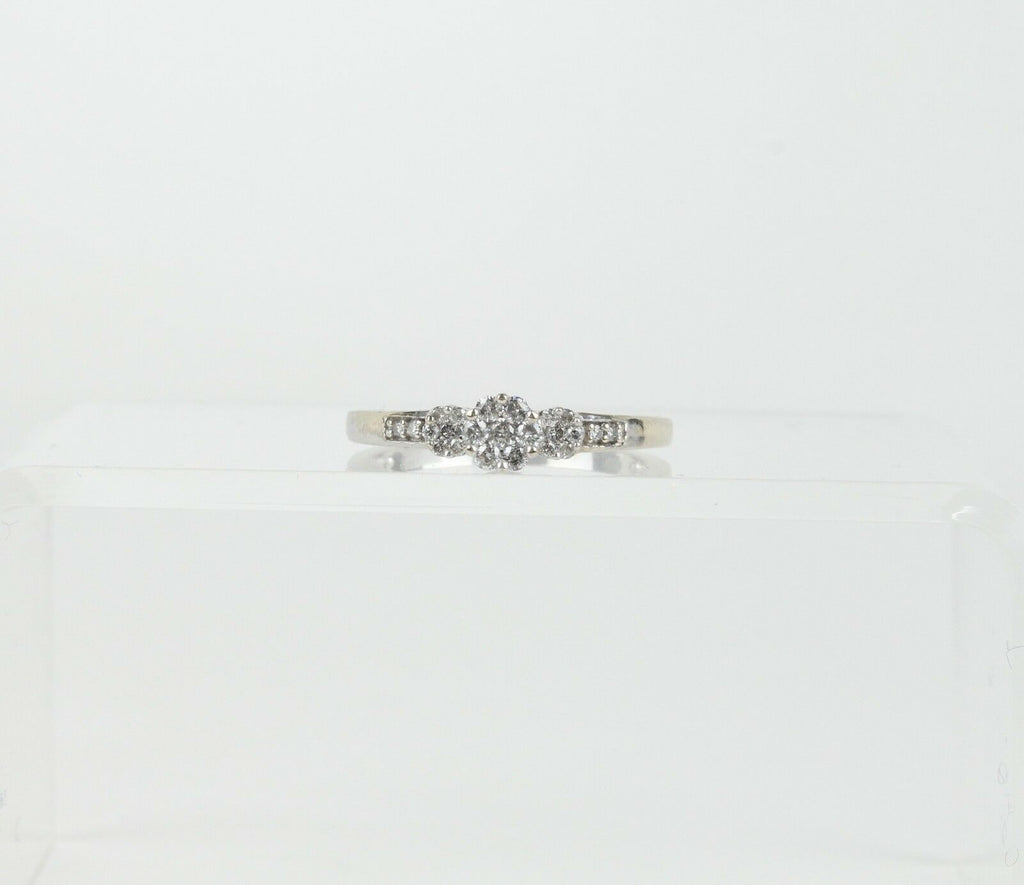 Vintage Ladies Diamonds 10K White Gold Engagement Ring