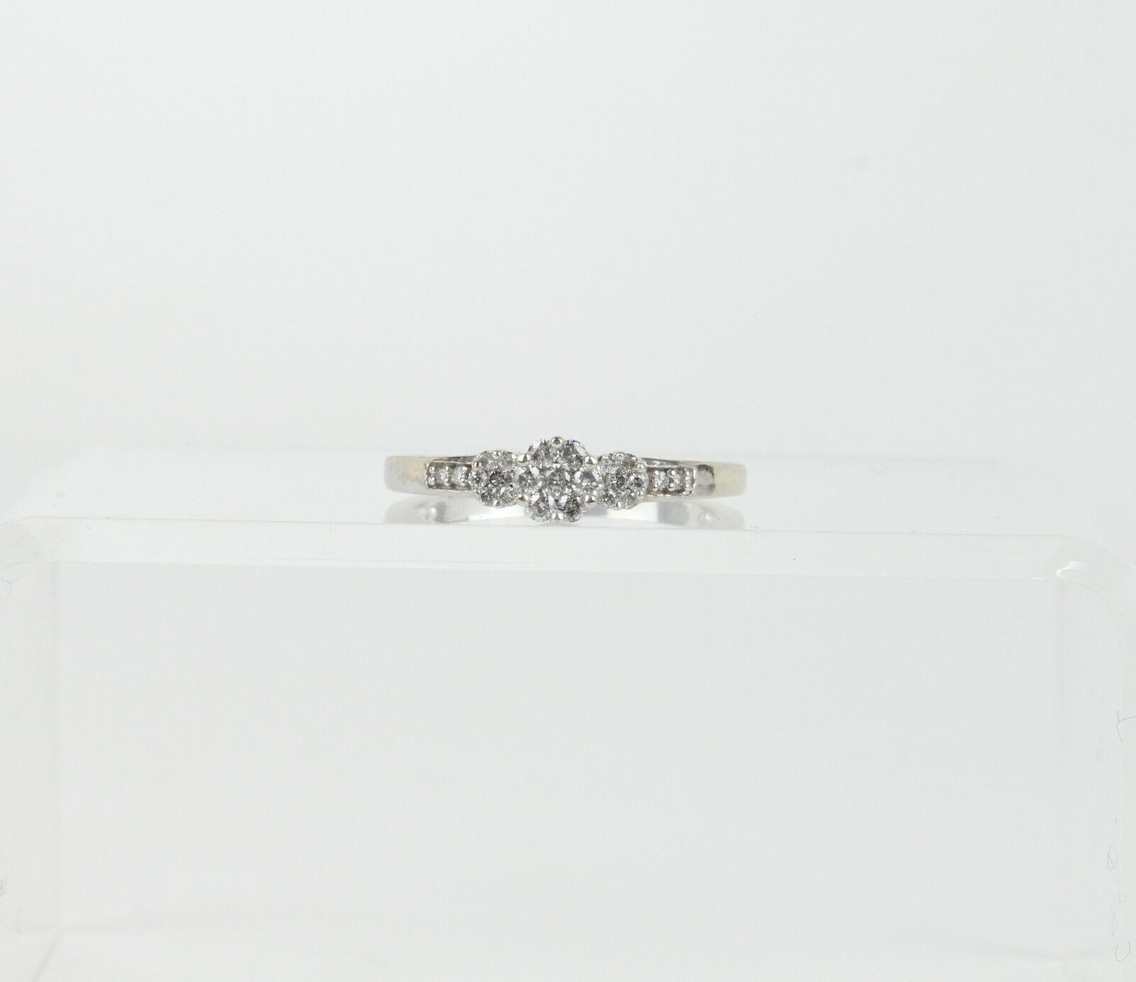 Vintage Ladies Diamonds 10K White Gold Engagement Ring