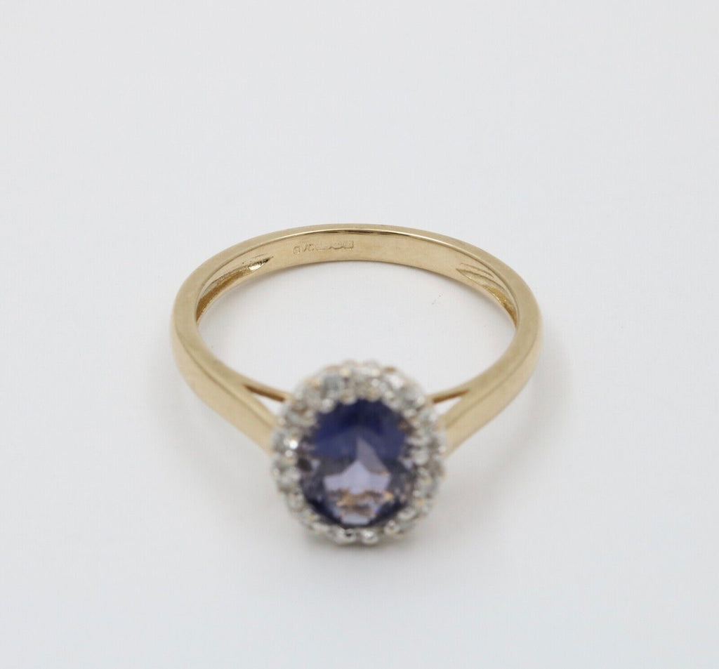 English 10K Yellow Gold Tanzanite & Diamond Ring