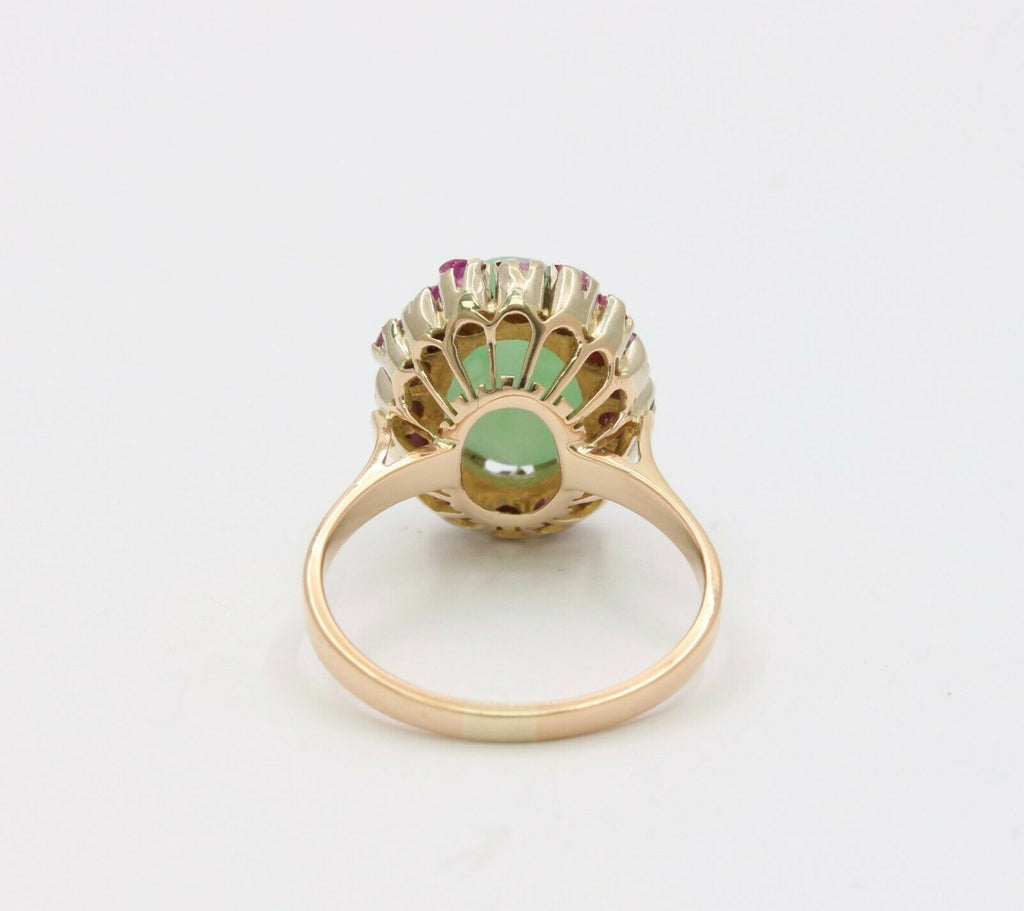 Vintage 14K Yellow Gold Jade Ruby Ring