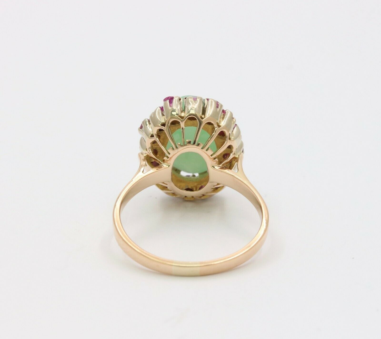 Vintage 14K Yellow Gold Jade Ruby Ring