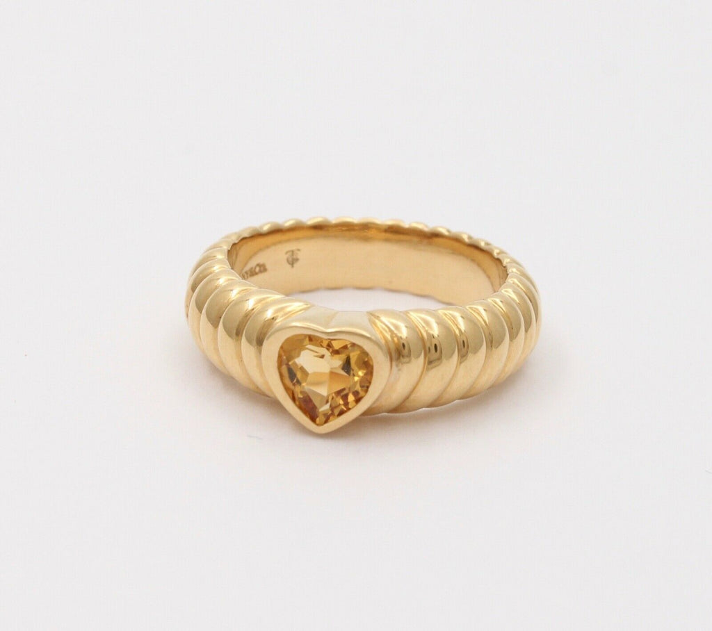 Vintage Tiffany and Co. 18K Citrine Heart Ring
