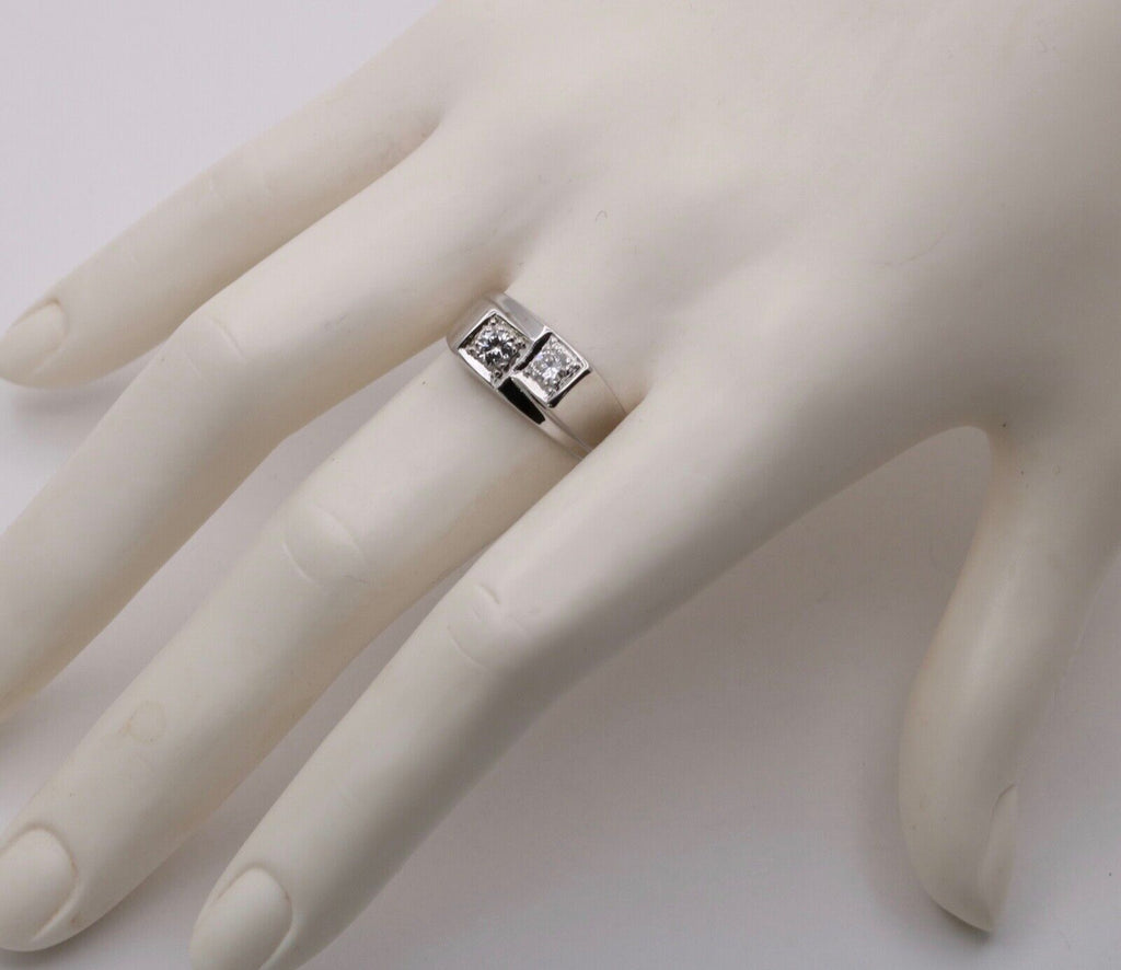 Vintage 14K White Gold Diamond Bypass Ring, Band.