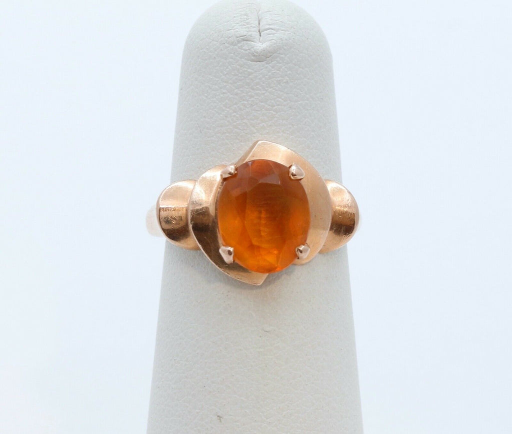 Beautiful Stones on a Vintage Citrine 14K Rose Gold Ring