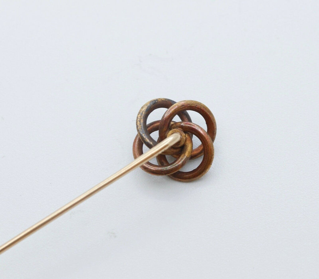 Rare Victorian Diamond Enamel 14K Yellow Gold Stick Pin