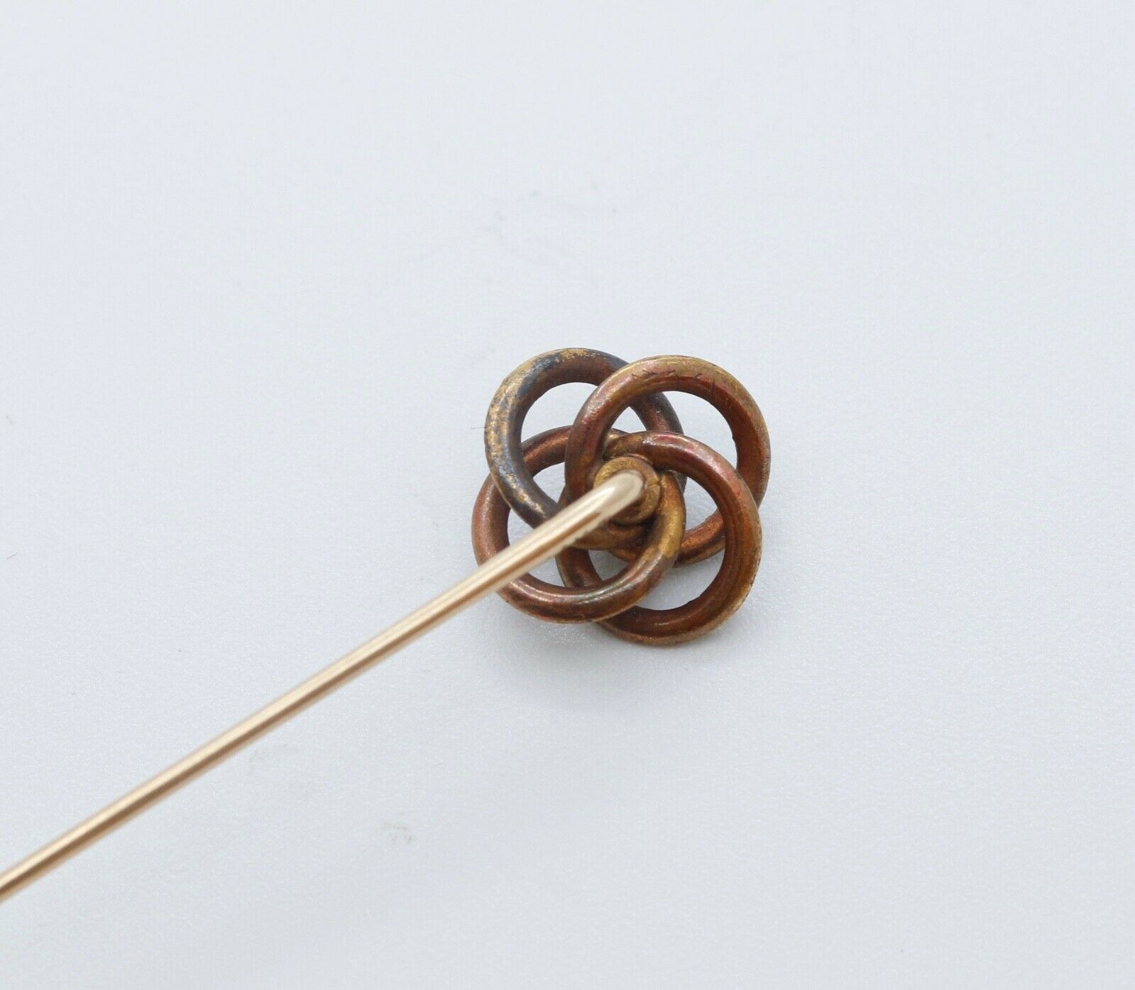 Rare Victorian Diamond Enamel 14K Yellow Gold Stick Pin
