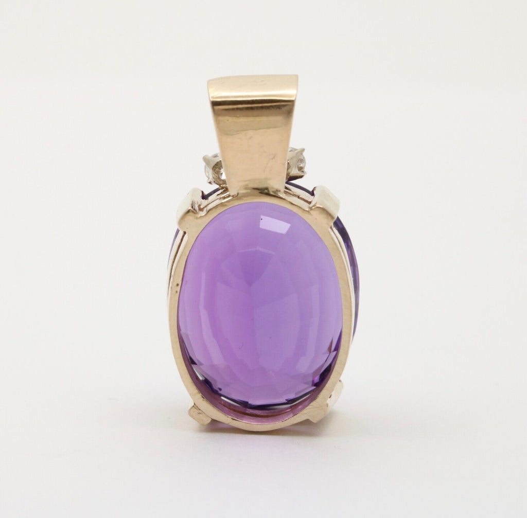 Vintage 14k Gold Amethyst Diamond Pendant.