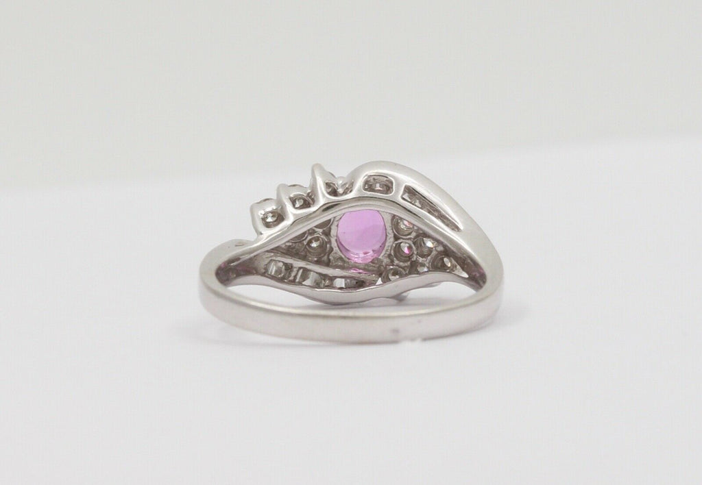 Vintage Pink Sapphire Diamonds Cocktail Ring