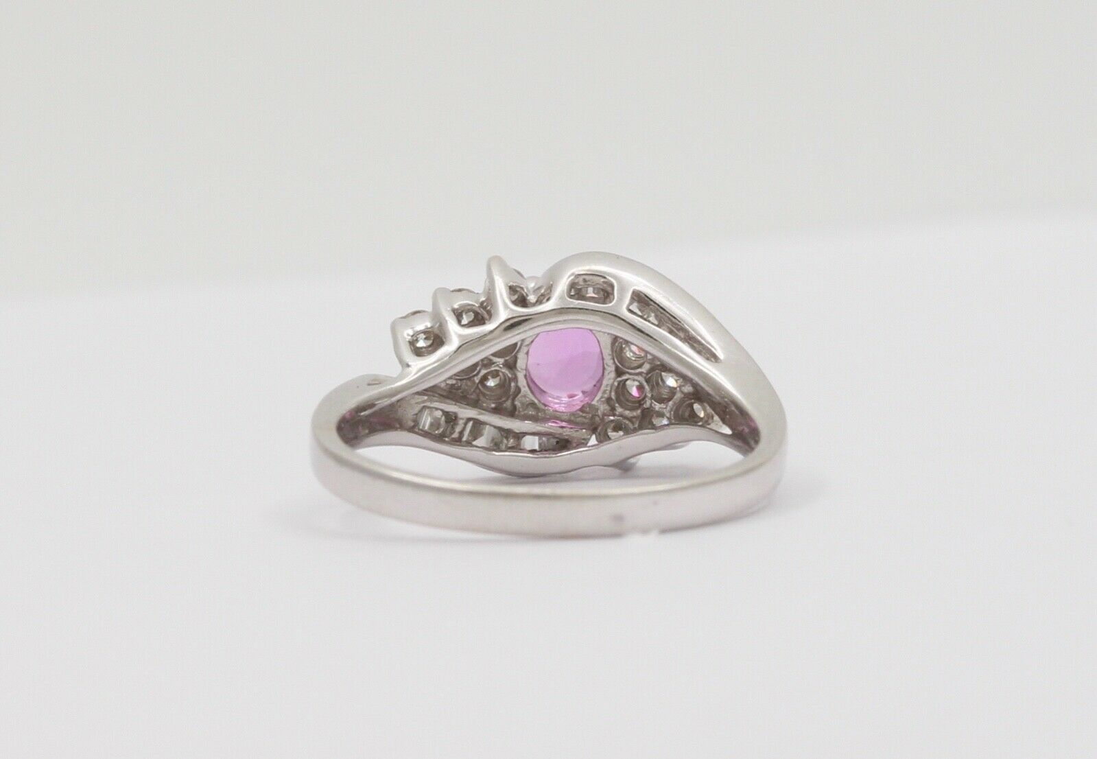 Vintage Pink Sapphire Diamonds Cocktail Ring