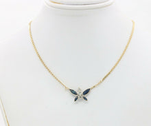 Load image into Gallery viewer, Vintage 14K Yellow Gold Diamond Sapphire Butterfly Pendant
