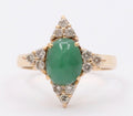 Vintage Jade Diamonds Star 18K Yellow Gold Ring