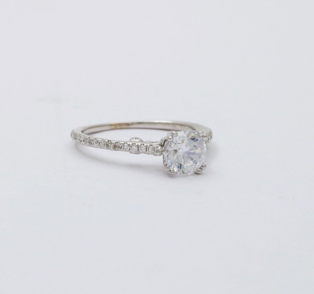 The Elegant 18K White Gold White Sapphire & Diamond Engagement Ring