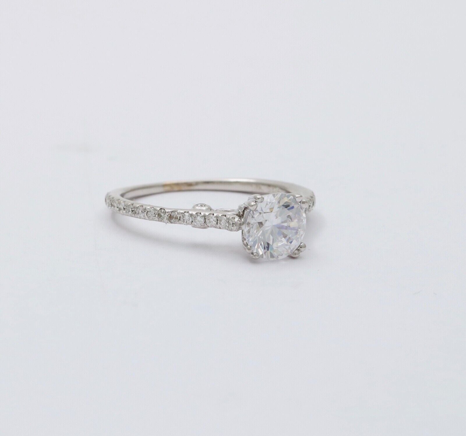 The Elegant 18K White Gold White Sapphire & Diamond Engagement Ring
