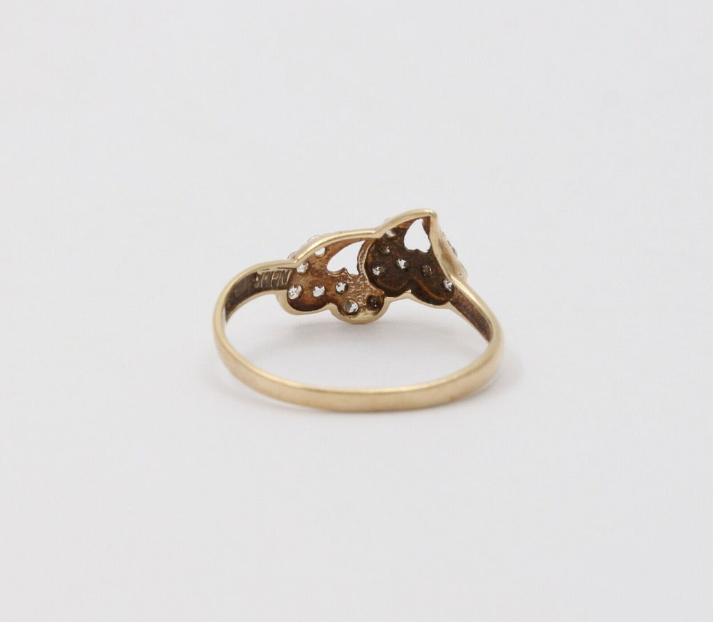 Vintage Witches Hearts Diamonds 10K Yellow Gold Ring