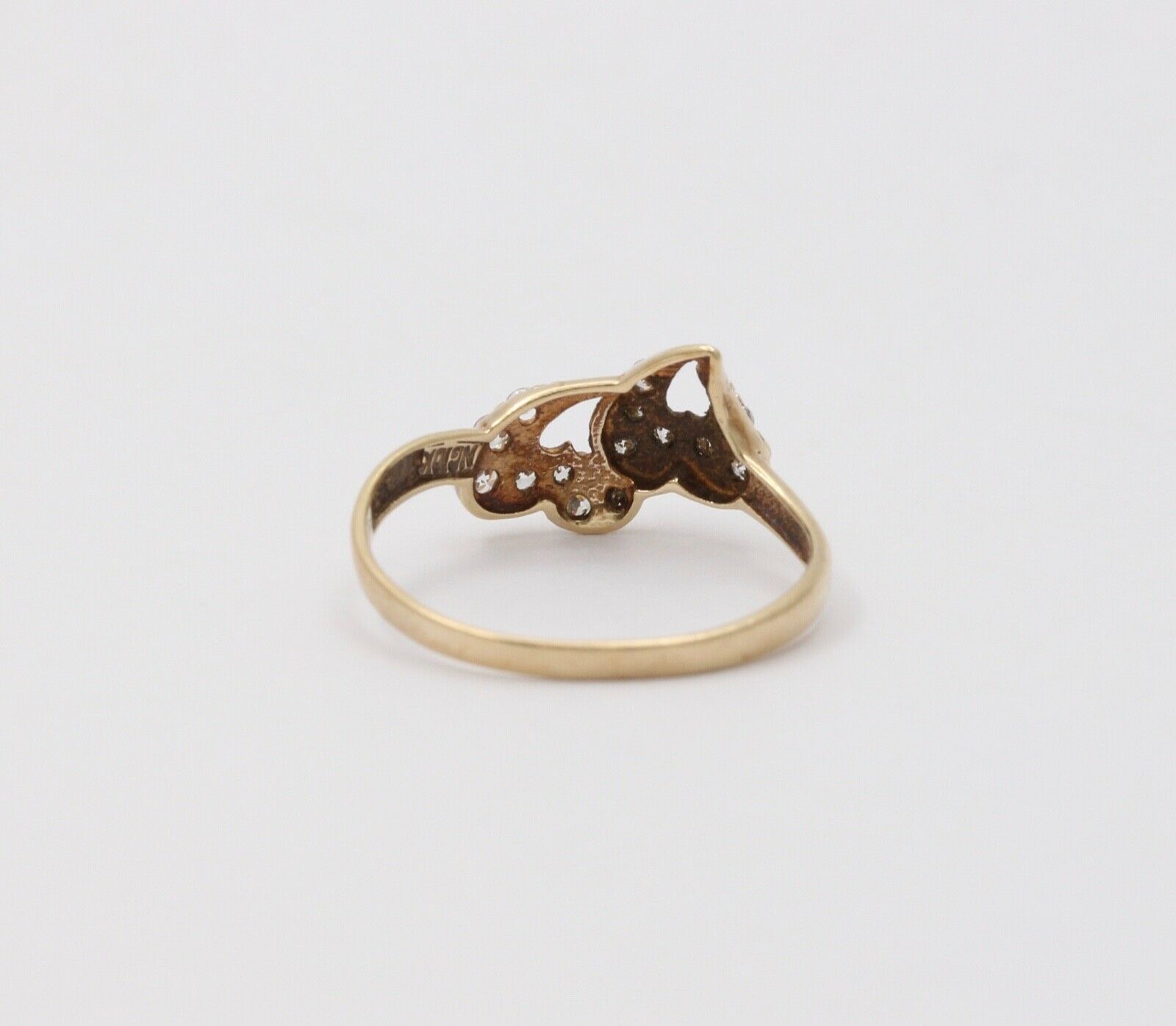 Vintage Witches Hearts Diamonds 10K Yellow Gold Ring