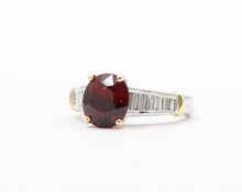 Load image into Gallery viewer, Vintage Platinum 18K Yellow Gold Red Spinel Diamond Alternative Engagement Ring
