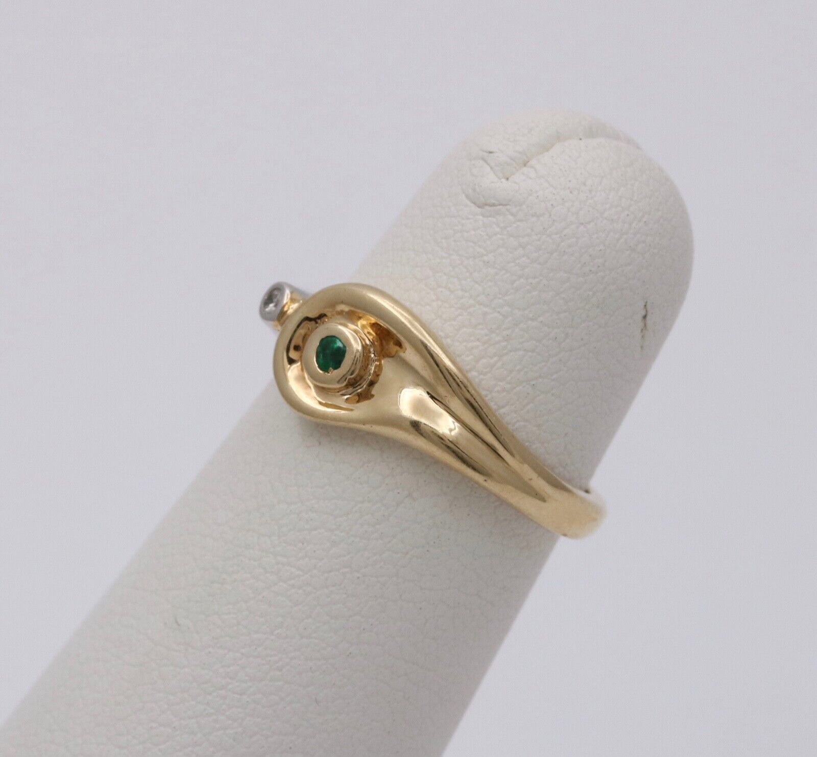 Vintage Teardrop Emerald Diamond 14K Yellow and White Gold Ring