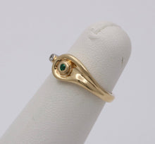 Load image into Gallery viewer, Vintage Teardrop Emerald Diamond 14K Yellow and White Gold Ring
