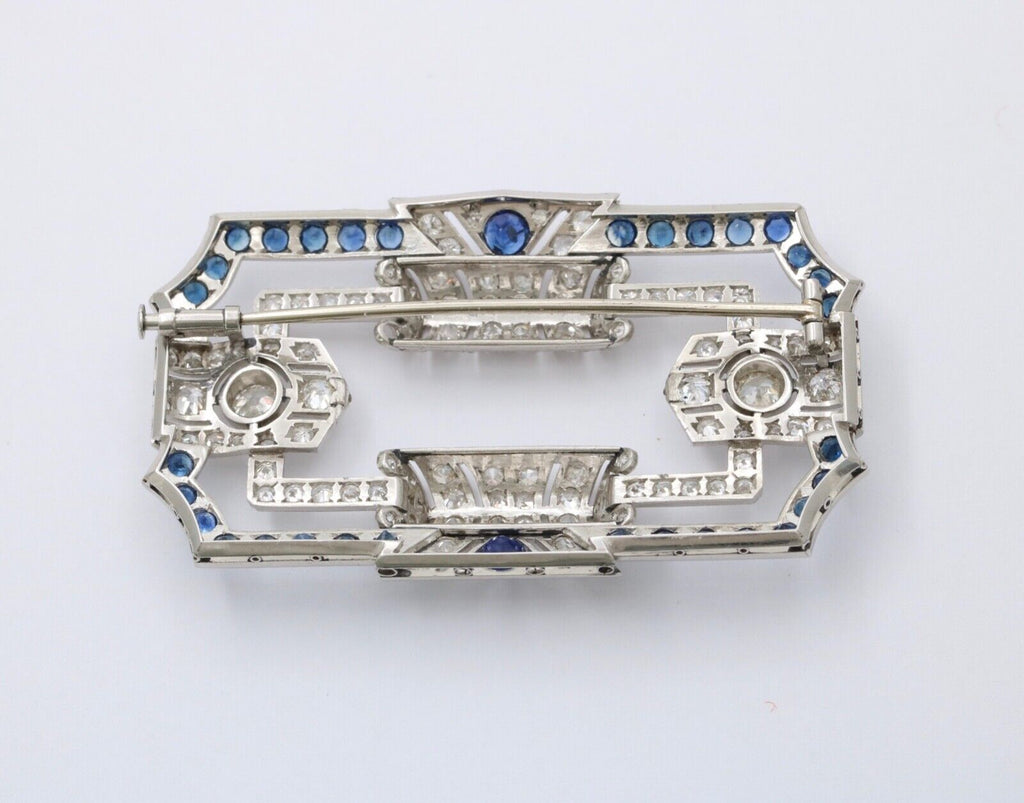 Art Deco Platinum Diamond & Sapphire Brooch, Pin