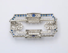 Load image into Gallery viewer, Art Deco Platinum Diamond &amp; Sapphire Brooch, Pin
