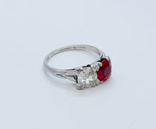 Load image into Gallery viewer, Vintage Ladies Large Diamond Ruby Platinum Ring
