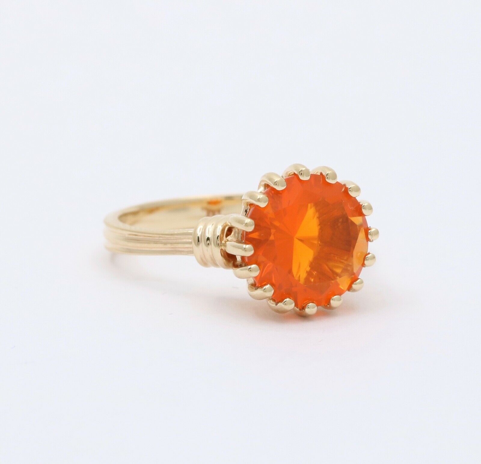 Powerful Orange Mexican Fire Opal 14K Yellow Gold Ring