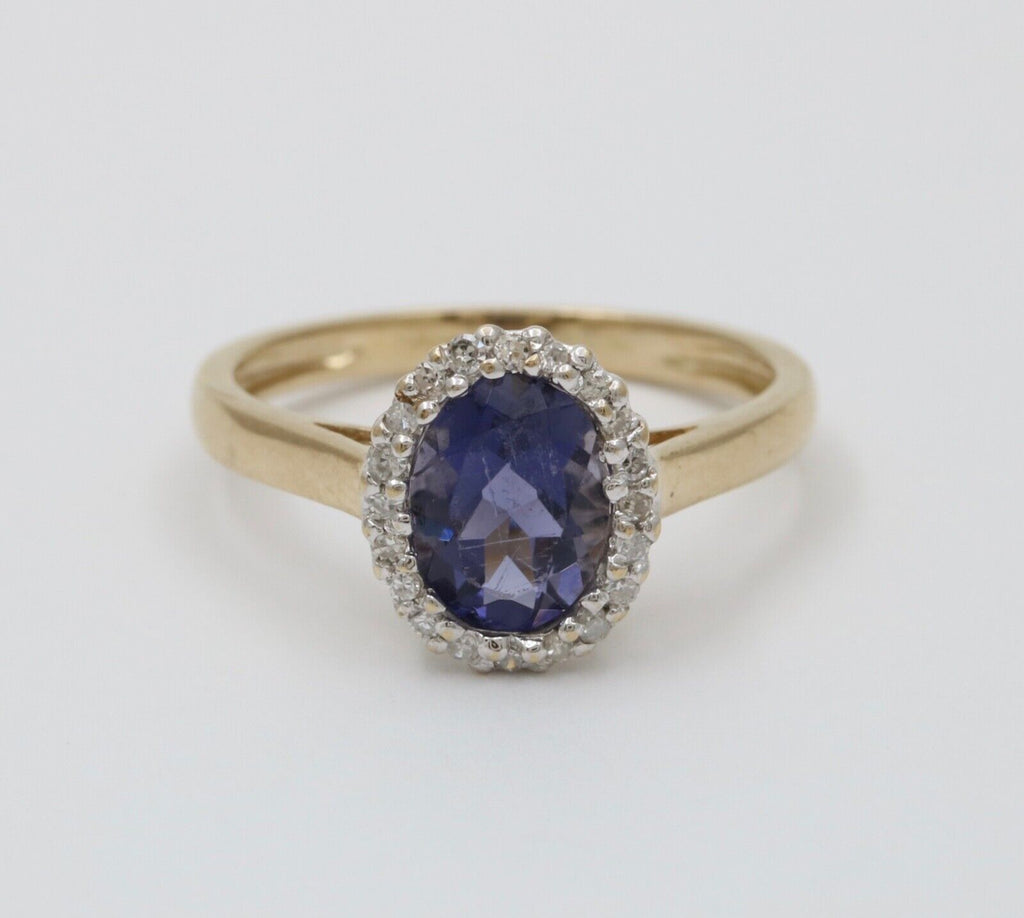 English 10K Yellow Gold Tanzanite & Diamond Ring