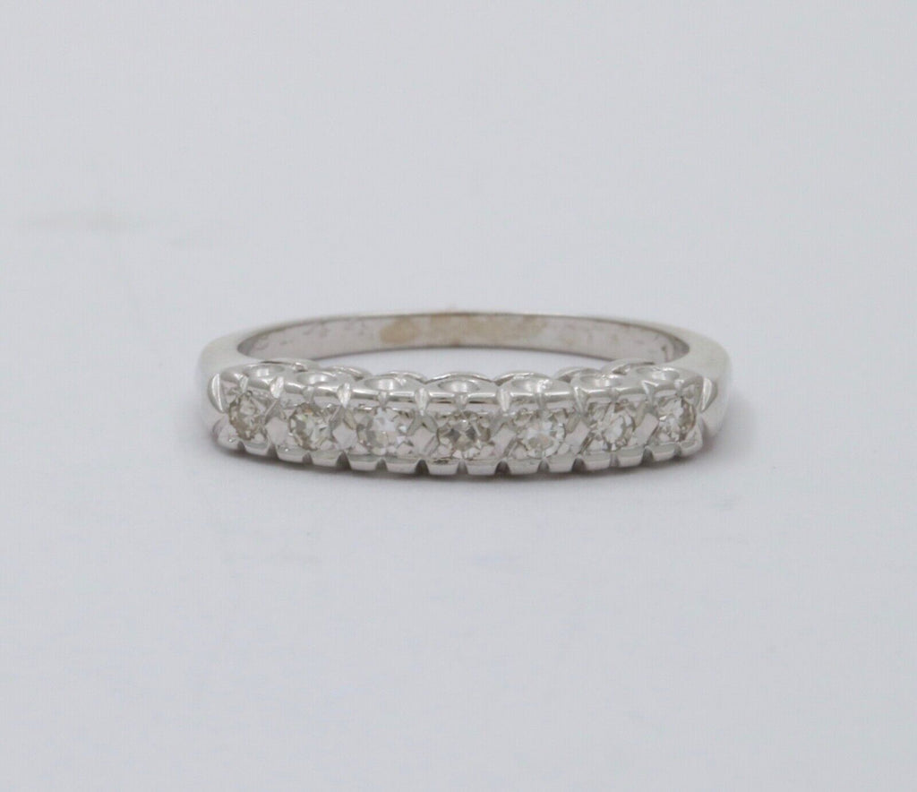 Vintage 14K Gold Diamond Half Eternity Ring Band
