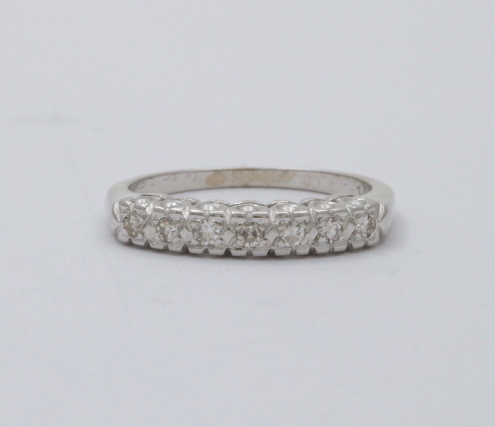 Vintage 14K Gold Diamond Half Eternity Ring Band