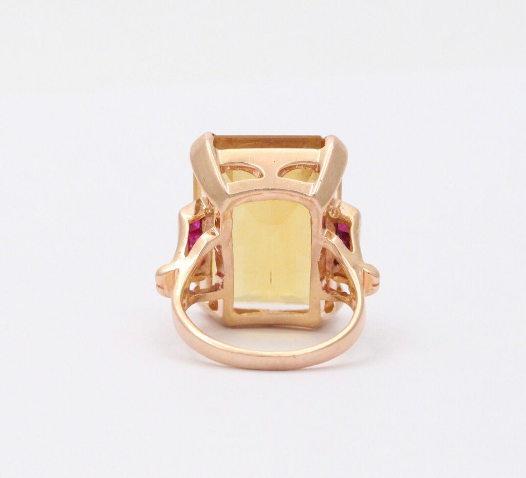 Vintage Citrine Rubies 14K Yellow Gold Ring