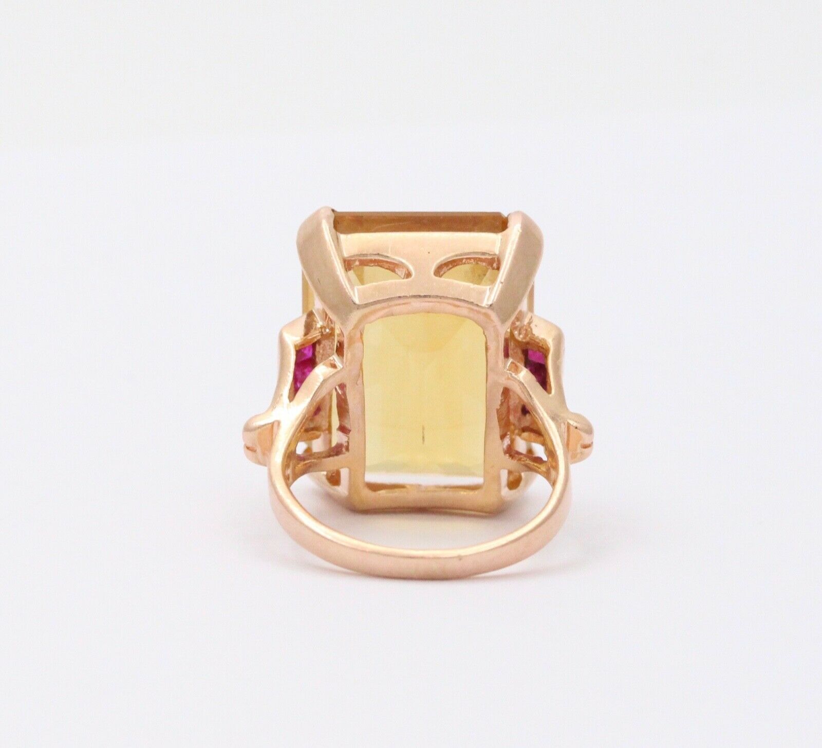 Vintage Citrine Rubies 14K Yellow Gold Ring