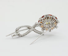 Load image into Gallery viewer, Vintage 18K White Gold Yellow Orange Sapphires Diamonds Brooch Pin
