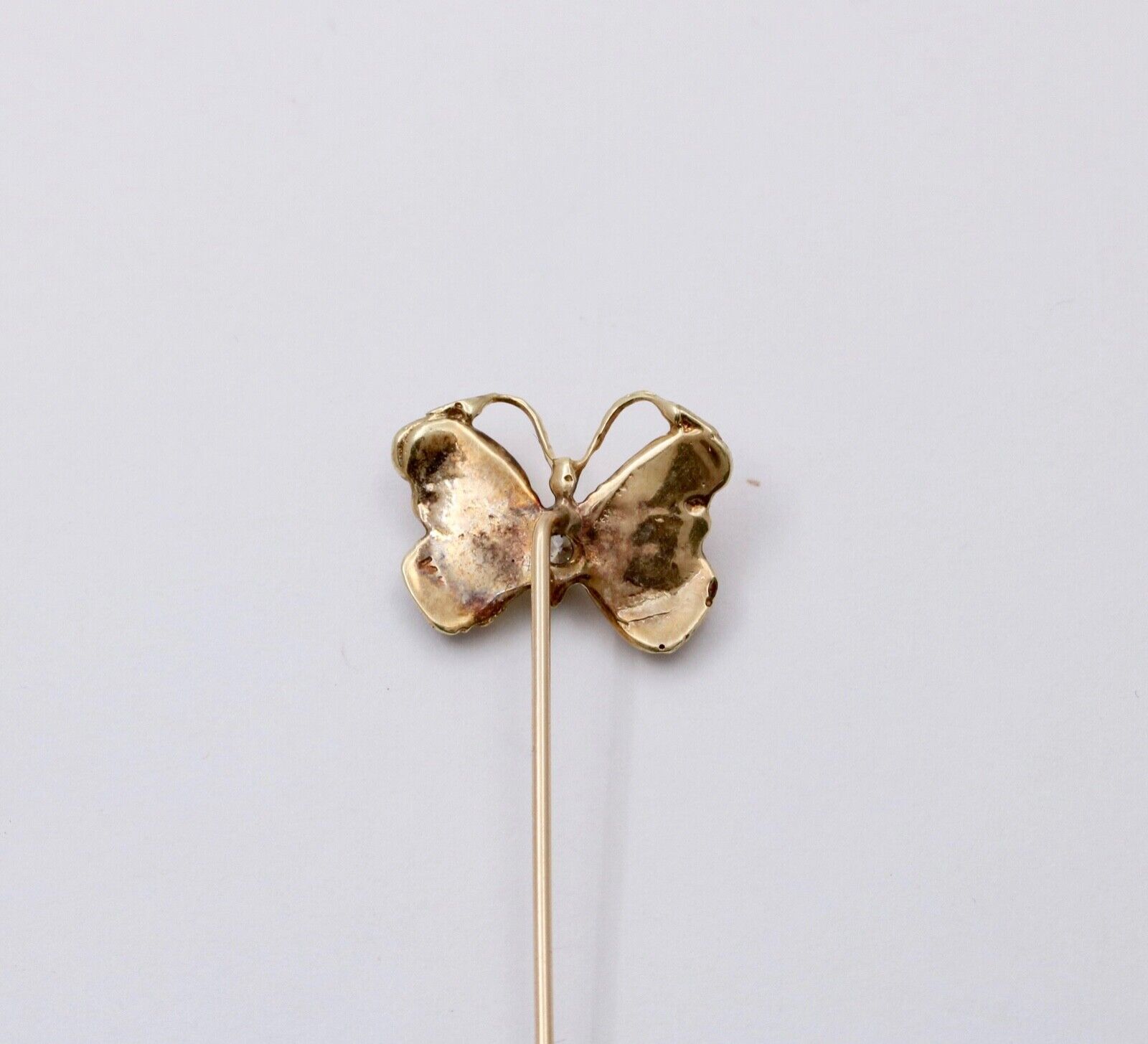 Vintage Diamond Enamel Butterfly Stick Pin