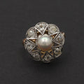 Edwardian Old European Diamonds Natural Pearl Platinum 18K YG Ring