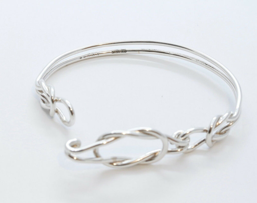 Vintage Square Knot Sterling Silver 925 Bangle