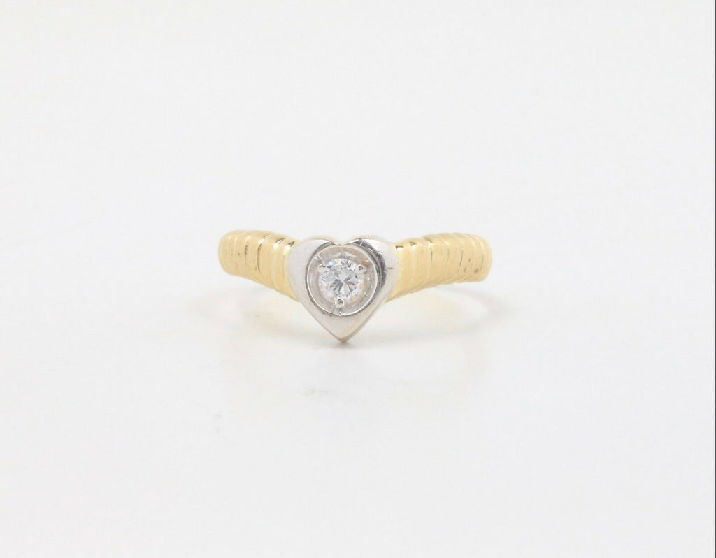 Vintage 14K Yellow Gold Diamond Heart Ring
