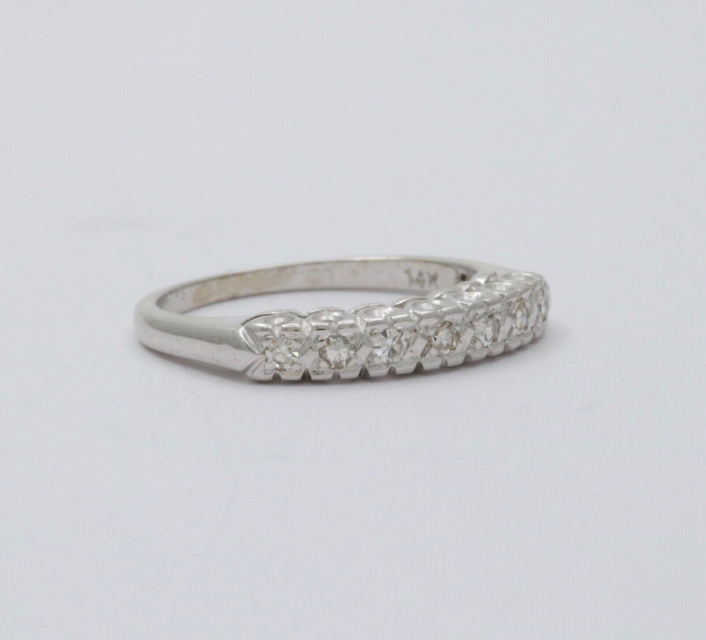 Vintage 14K Gold Diamond Half Eternity Ring Band