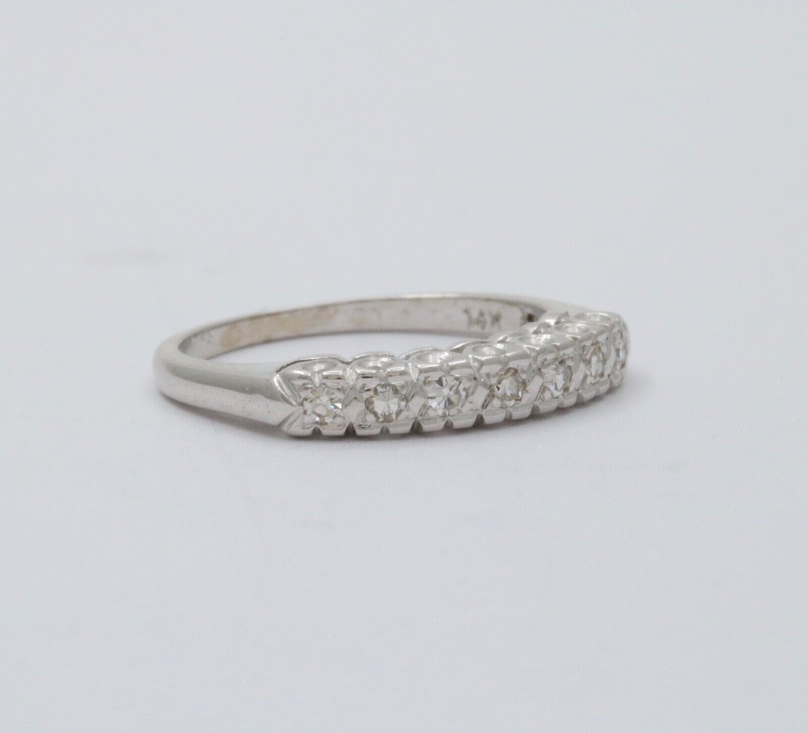Vintage 14K Gold Diamond Half Eternity Ring Band