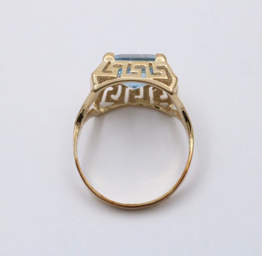 Vintage 10K Yellow Gold Greek Key Solitaire Ring