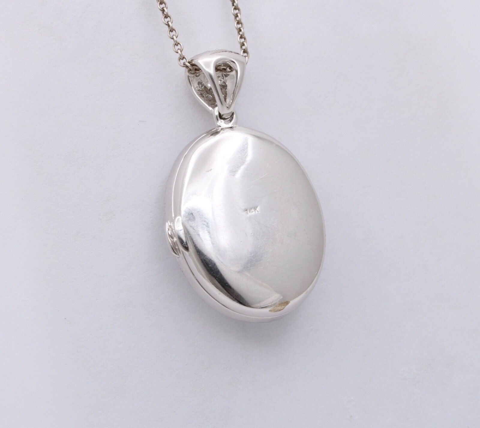 Vintage 14K White Gold Diamond Milgrain Locket Pendant