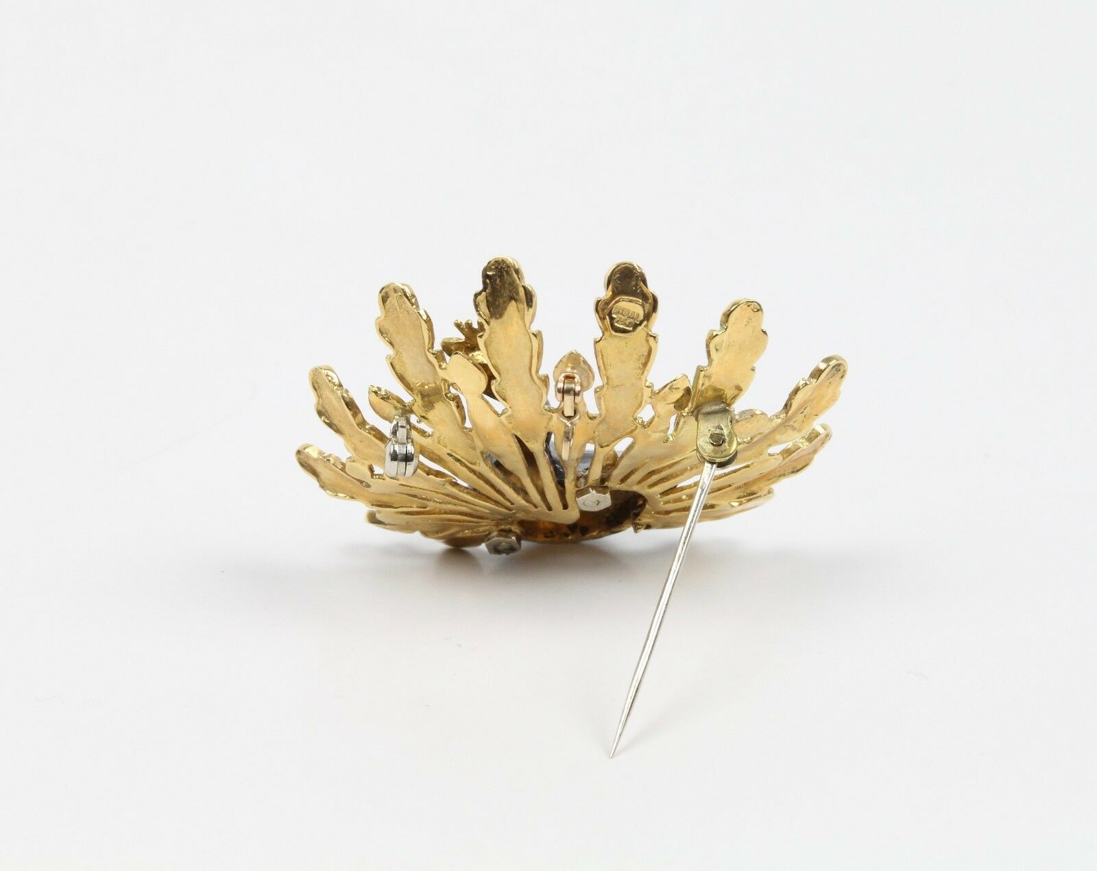 Vintage Ladies Big Beautiful Peacock Pendant Brooch Pin 18K