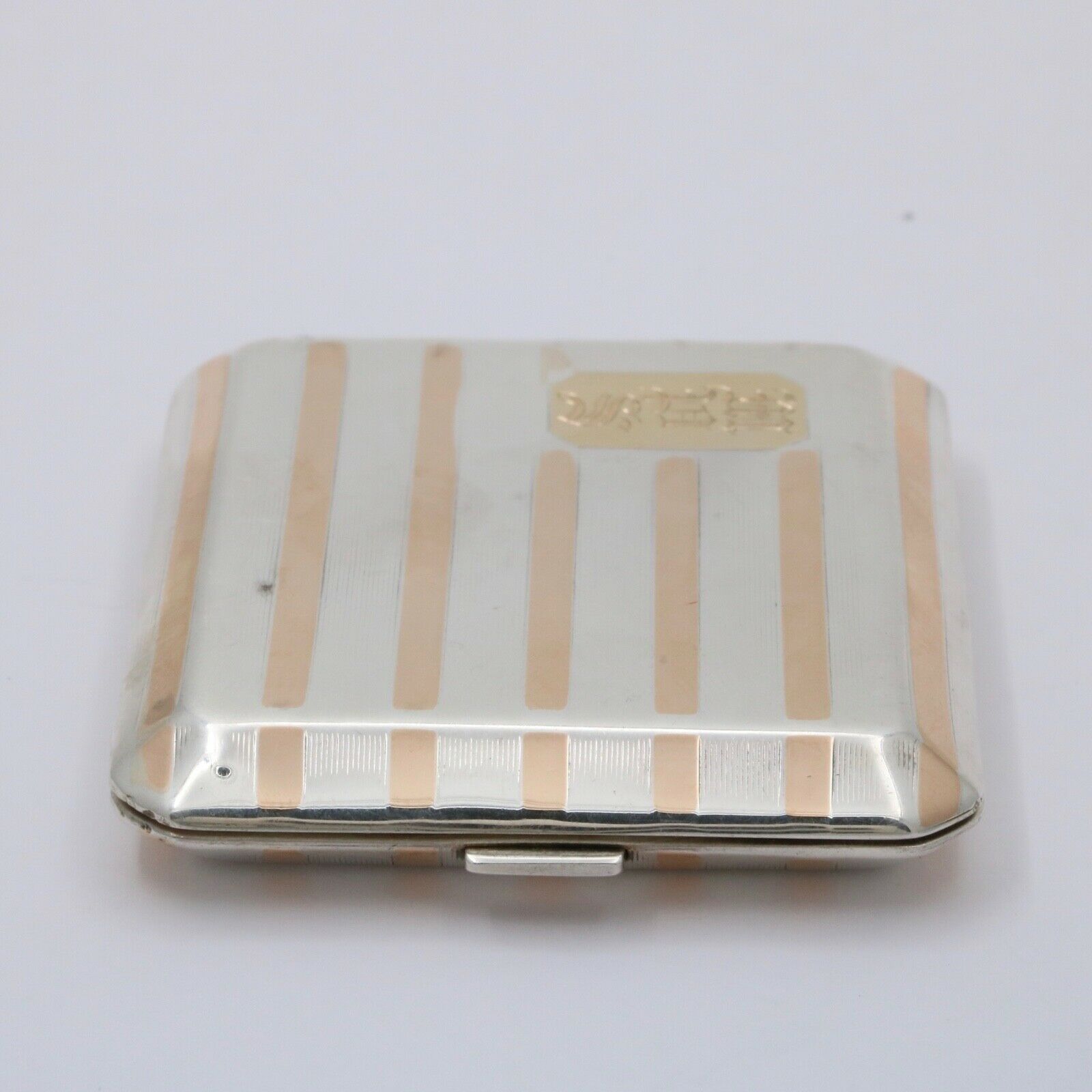 Vintage Tiffany & CO Sterling Silver & 14K Yellow Gold Powder Compact Case.