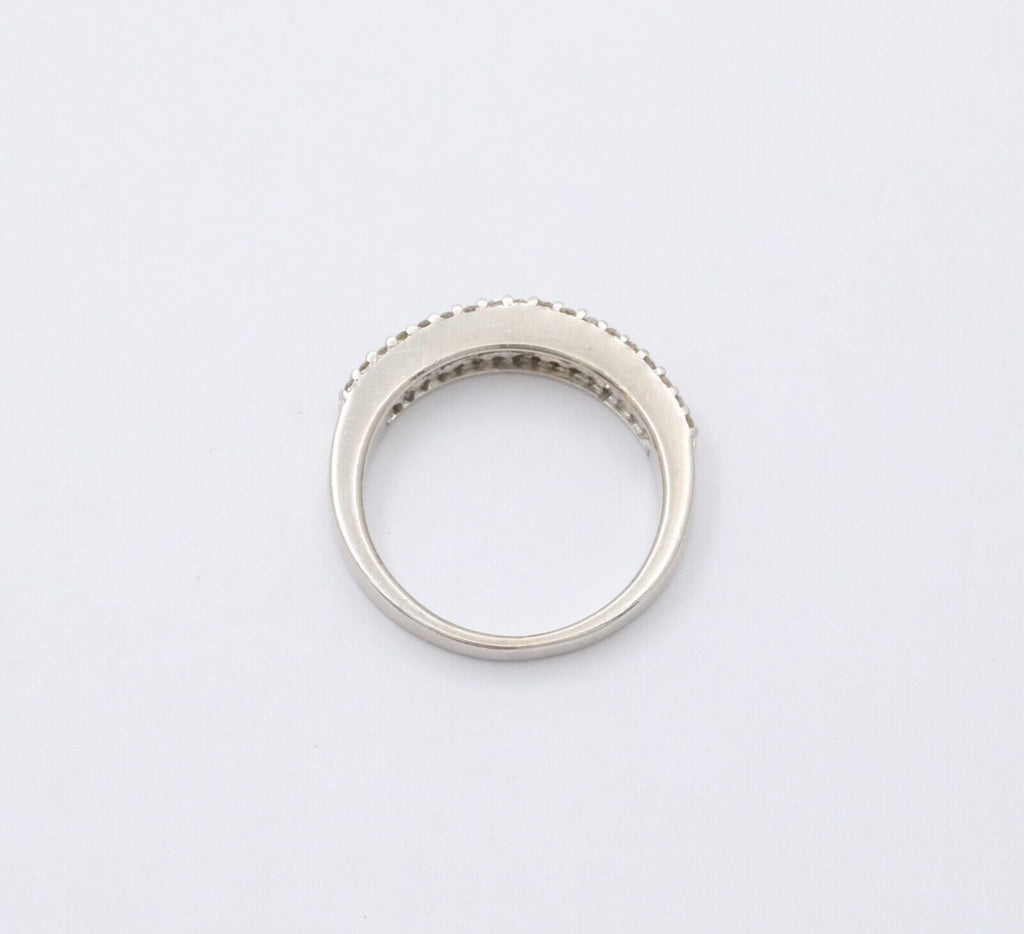 Vintage Sterling Silver Half Eternity Diamond Ring Band