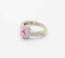 Load image into Gallery viewer, Classic 14K White Gold Pink Topaz Diamond Ring, Engagement Ring.
