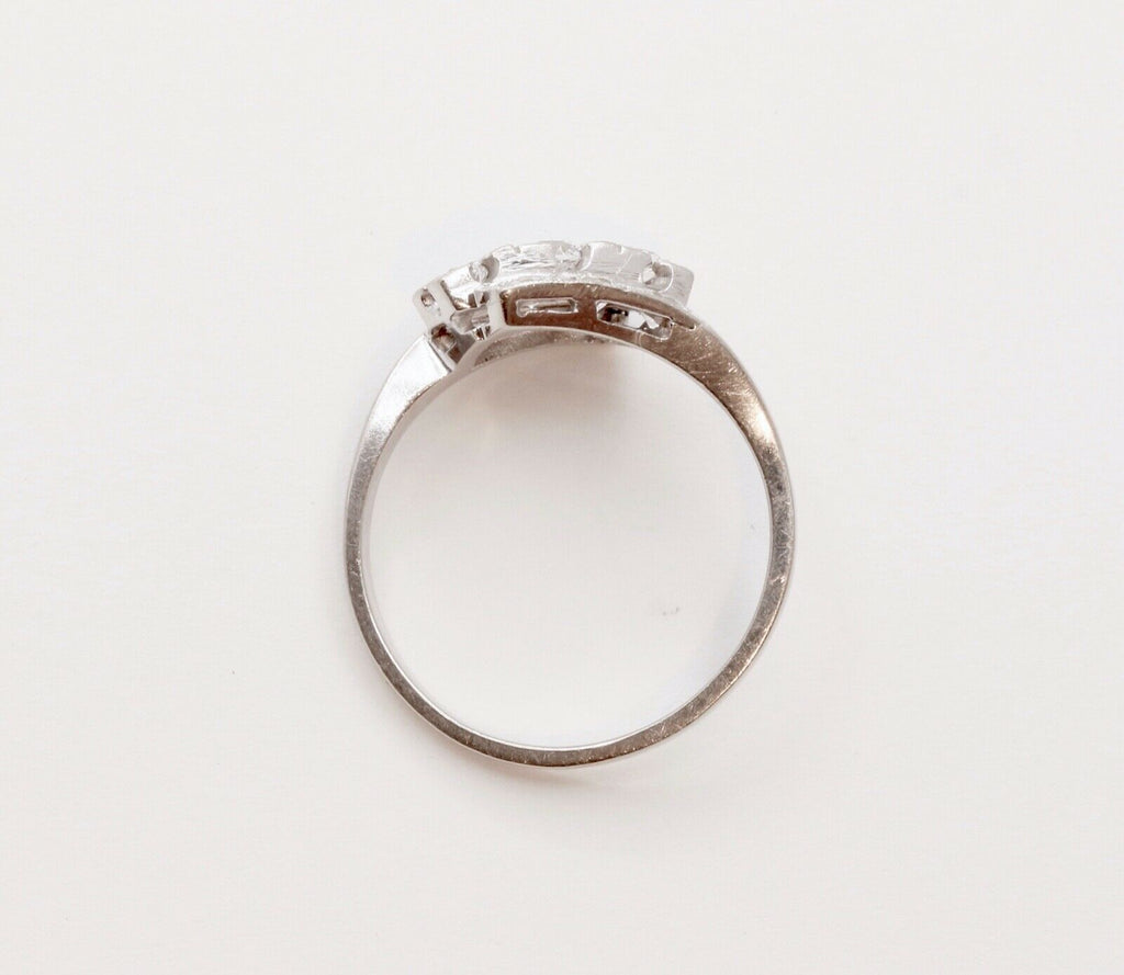 Art Deco Ladies Geometric Diamonds 14K White Gold Ring