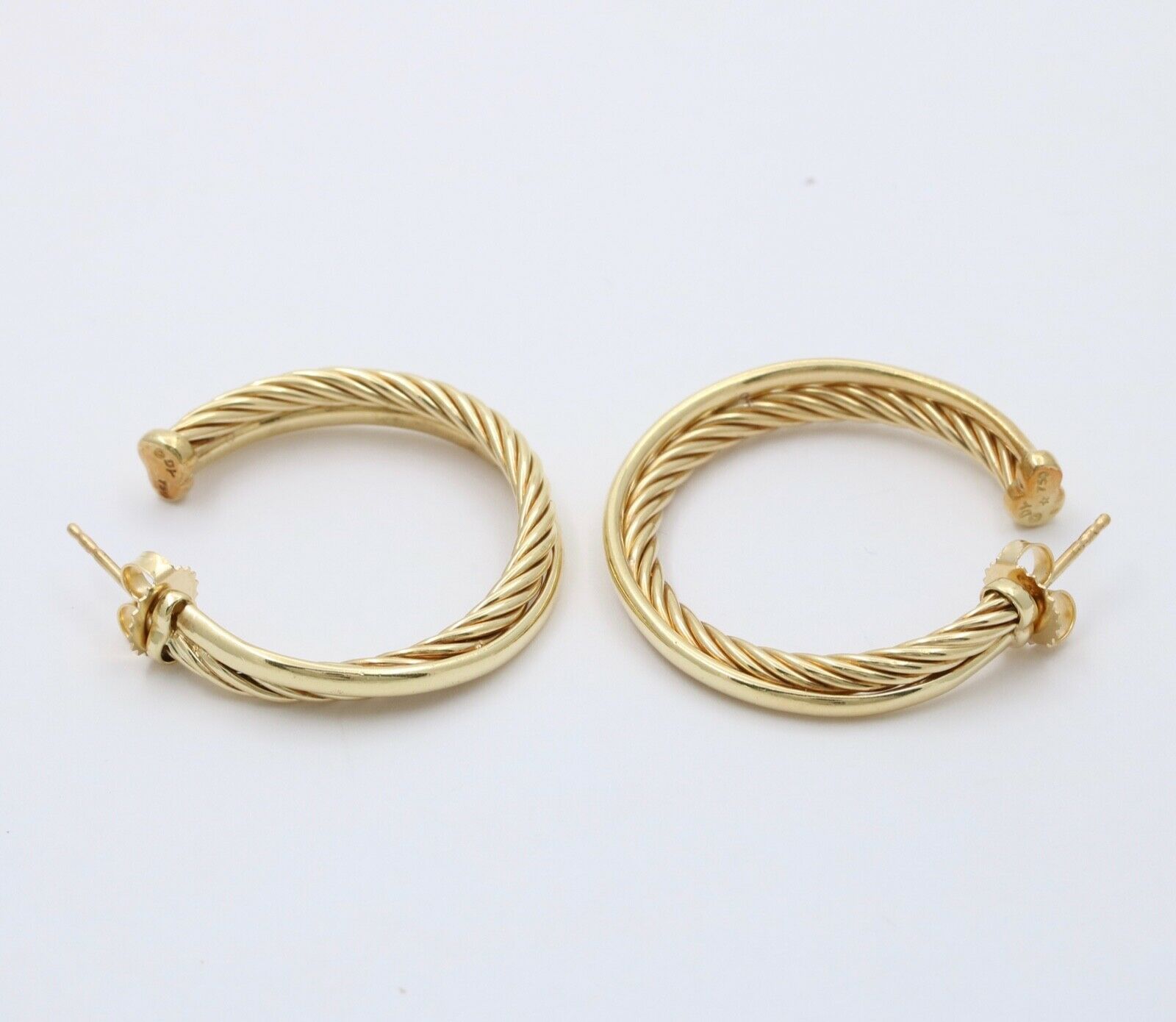Classic David Yurman 18K Yellow Gold Entwined Rope Hoops Earrings.