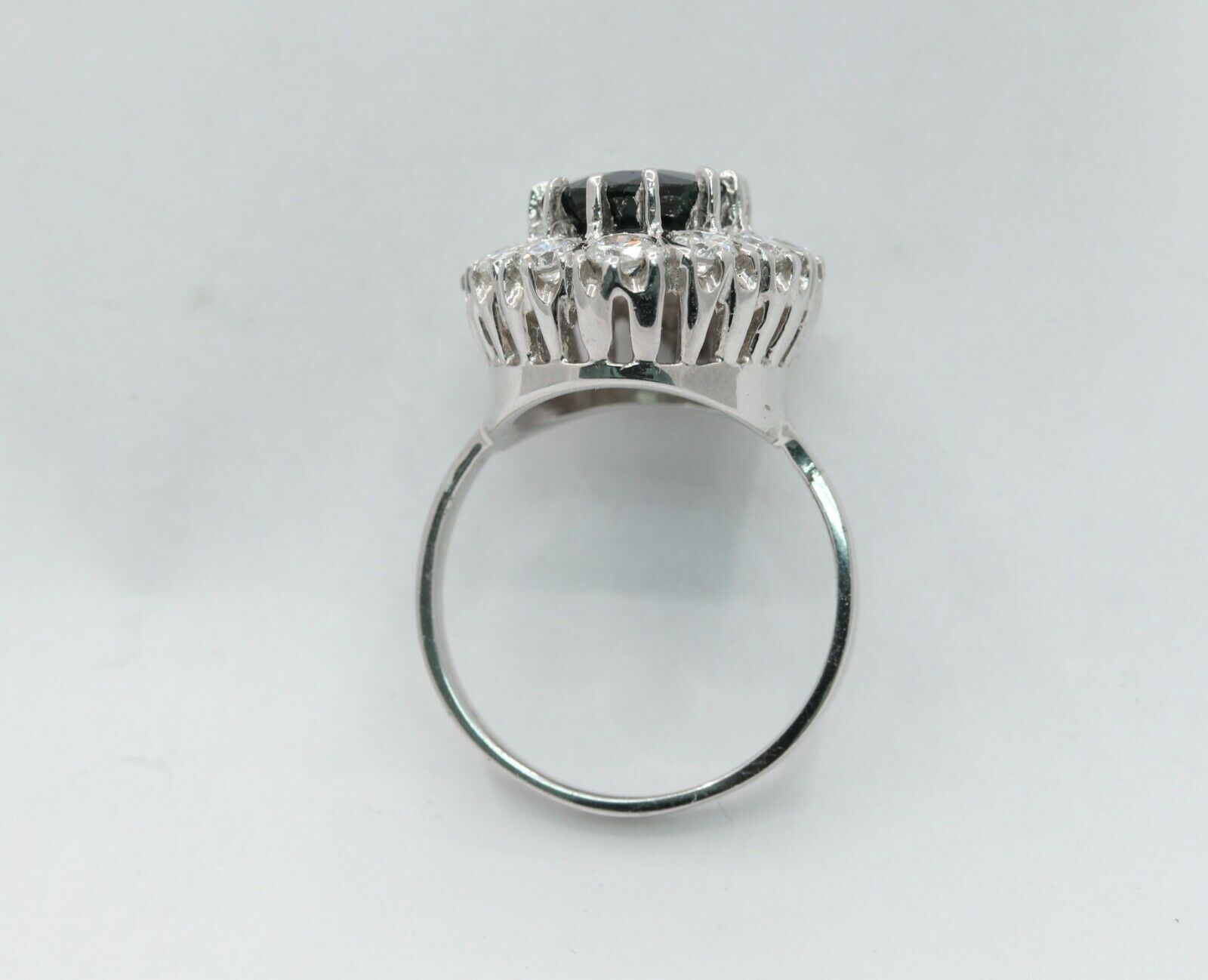Vintage 14K White Gold Sapphire And  Diamond Halo Ring