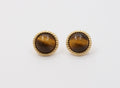 Vintage Tiger's Eye 14K Yellow Gold Earrings