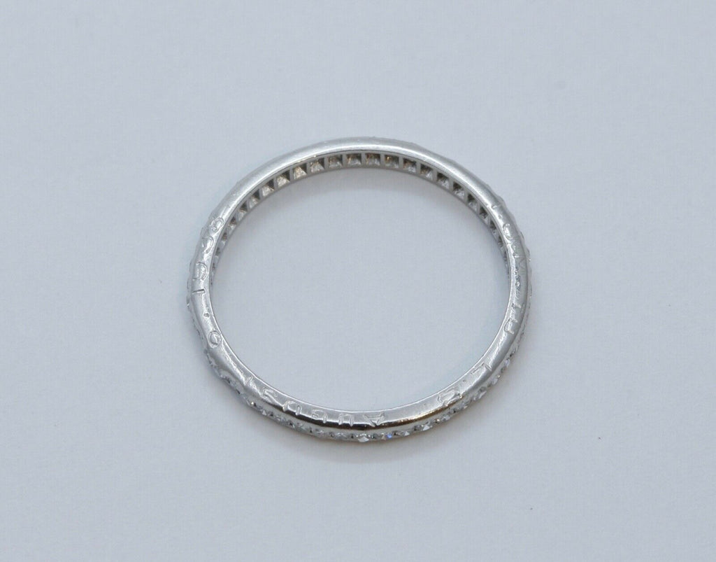 Art Deco Ladies Old Miner Cut Diamonds Platinum Eternity Wedding Band